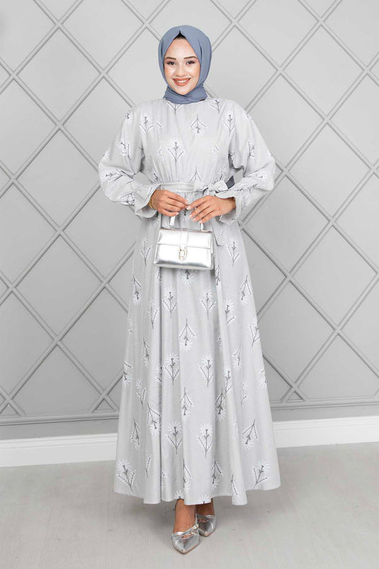 Robe Hijab Alexa Manches Chauve-Souris Gris