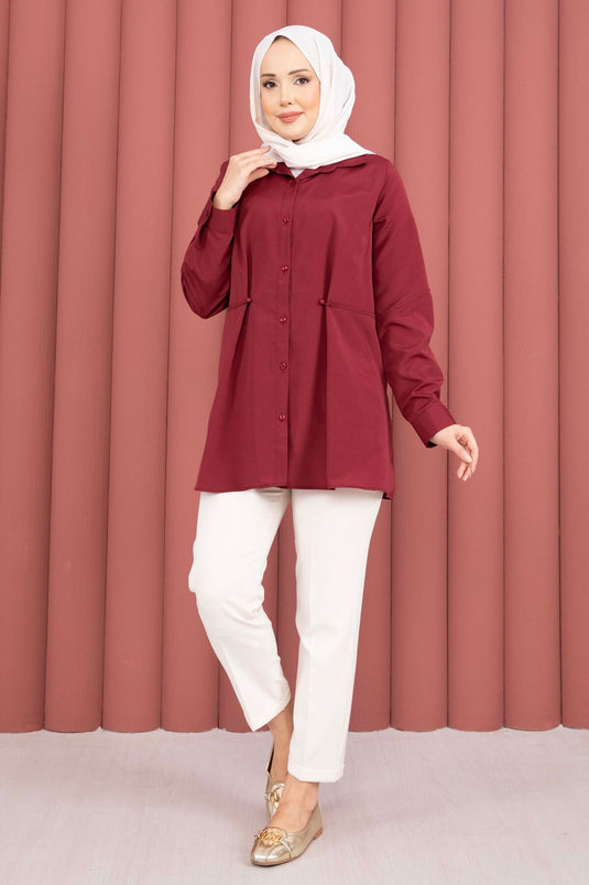 Chemise boutonnée à manches réglables Alin Bel Bordeaux