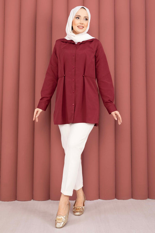 Chemise boutonnée à manches réglables Alin Bel Bordeaux