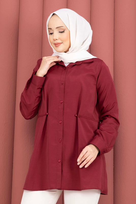 Chemise boutonnée à manches réglables Alin Bel Bordeaux