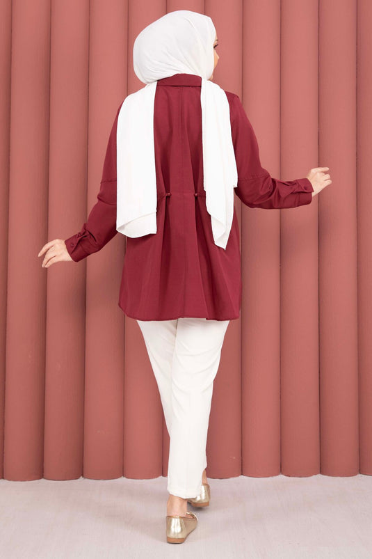 Chemise boutonnée à manches réglables Alin Bel Bordeaux