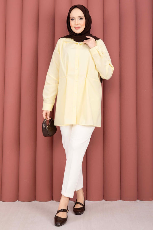 Chemise boutonnée à ceinture Alin Bel jaune