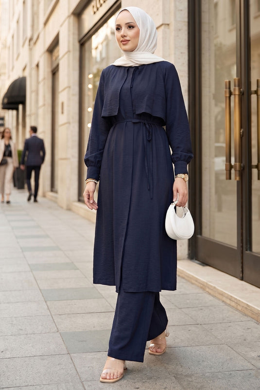 Ensemble Deux Pièces avec Pantalon à Détails Aller Bleu Marine