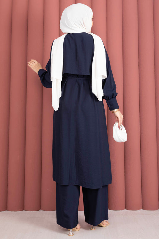 Ensemble Deux Pièces avec Pantalon à Détails Aller Bleu Marine