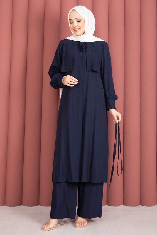 Ensemble Deux Pièces avec Pantalon à Détails Aller Bleu Marine