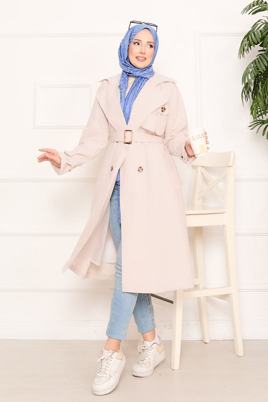 Trench-coat hijab amovible détaillé Aller Stone