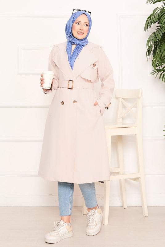 Trench-coat hijab amovible détaillé Aller Stone