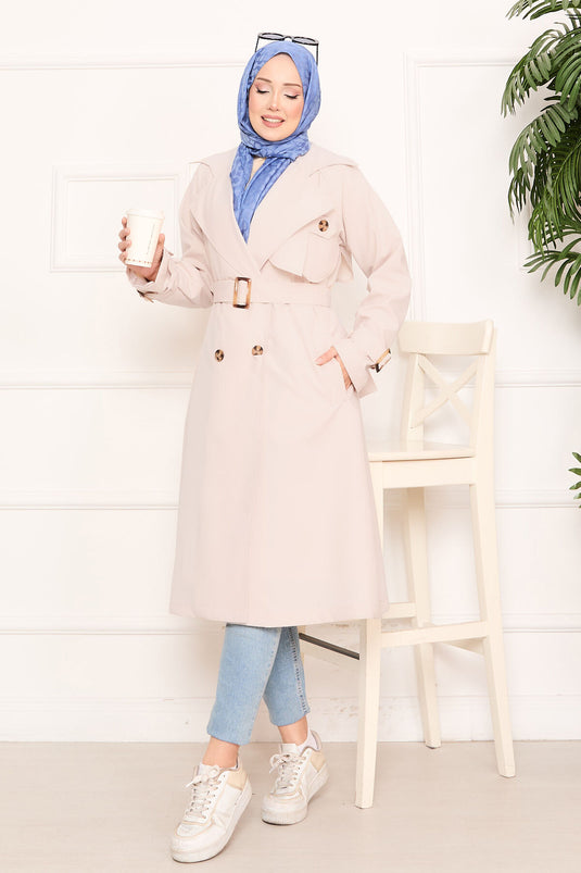Trench-coat hijab amovible détaillé Aller Stone
