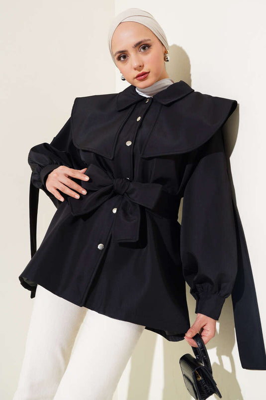 Trench-Coat Aller Boutons Pression Noir