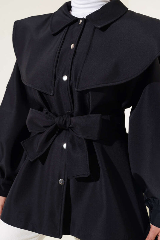 Allerli Buttoned Trench Coat Black