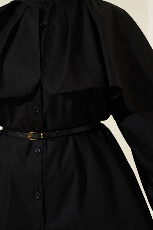 Chemise en popeline avec ceinture Allerli noire