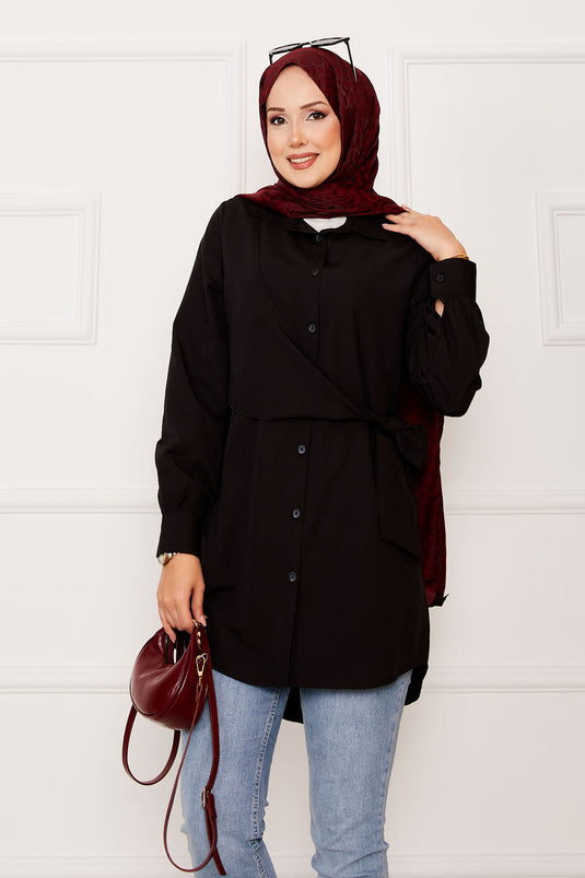 Allerli Chemise Hijab Nouée Sur Le Côté Noir