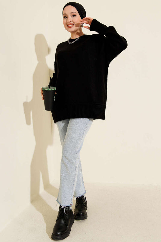 Understitch Soft Knit Tunic Black