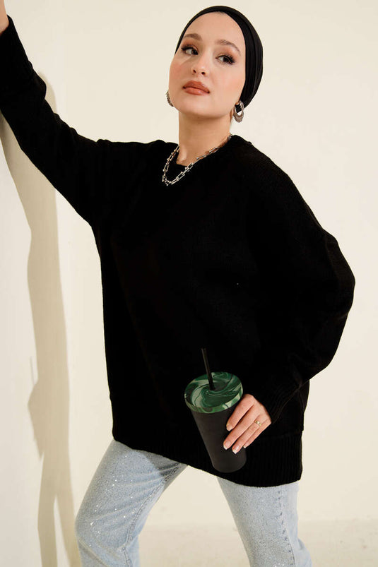 Understitch Soft Knit Tunic Black