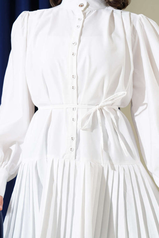 Ruffled Tie Waist Shirt Ecru