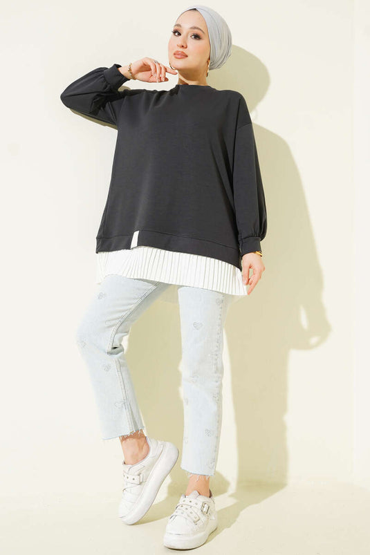 تونيك بطيات سفلية أنثراسيت