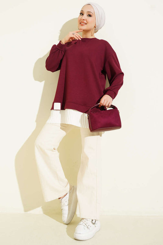 Alt Piliseli Loyşa Tunik Bordo