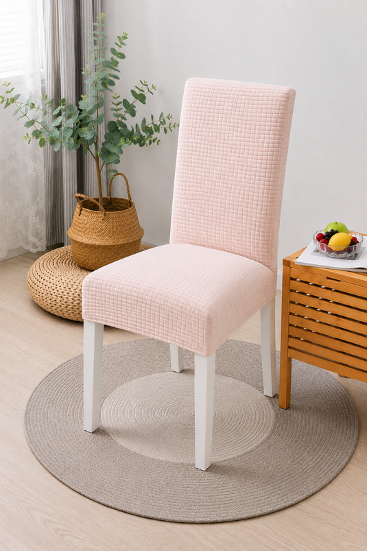 Ensemble de housses pour six chaises couleur poudre