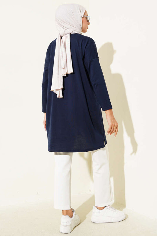 Always Be Cool Printed Tunic Navy Blue