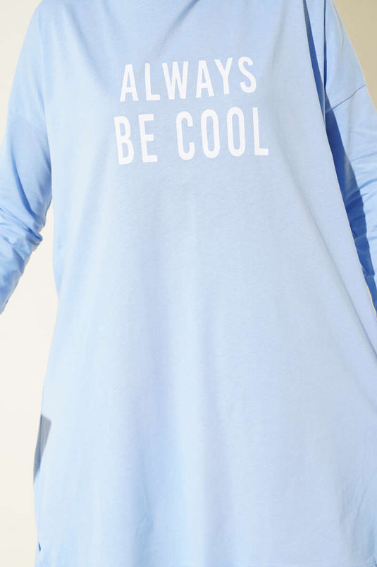 Always Be Cool Baskılı Tunik Mavi
