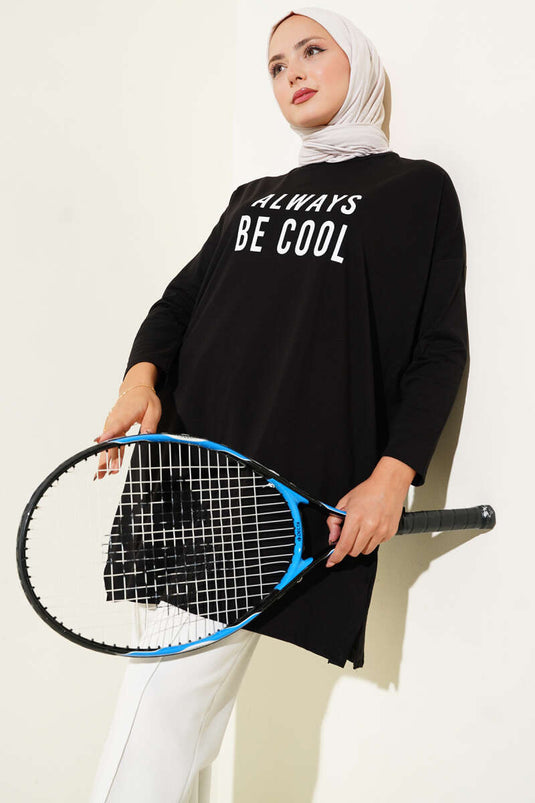 Always Be Cool Baskılı Tunik Siyah