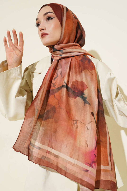 Amber Series Striped Transition Shawl Brick Red