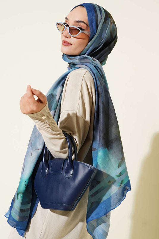 Amber Series Striped Transition Shawl Blue