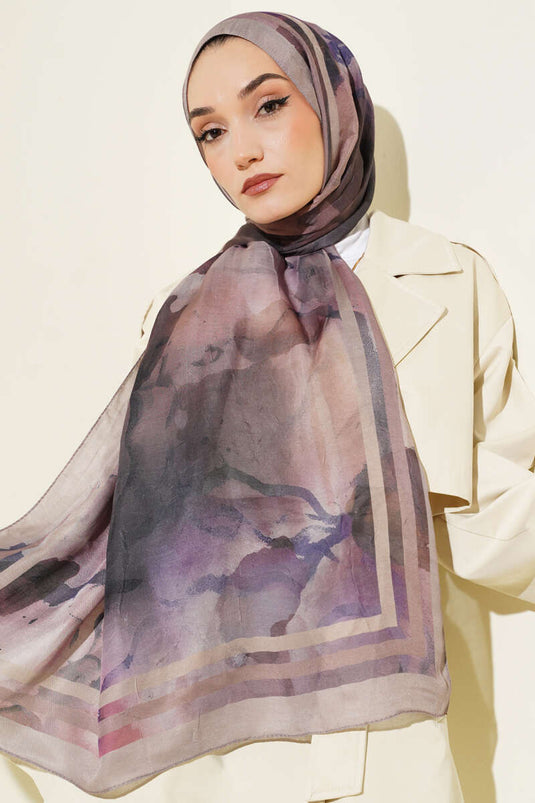 شال مخطط متدرج من سلسلة العنبر، لون المنك