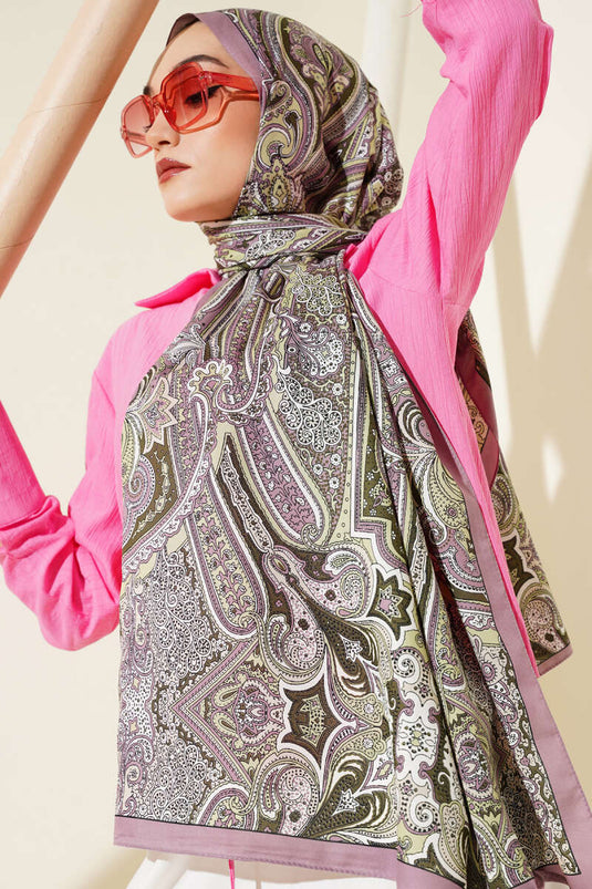 Châle doux lilas à motif Anatolia