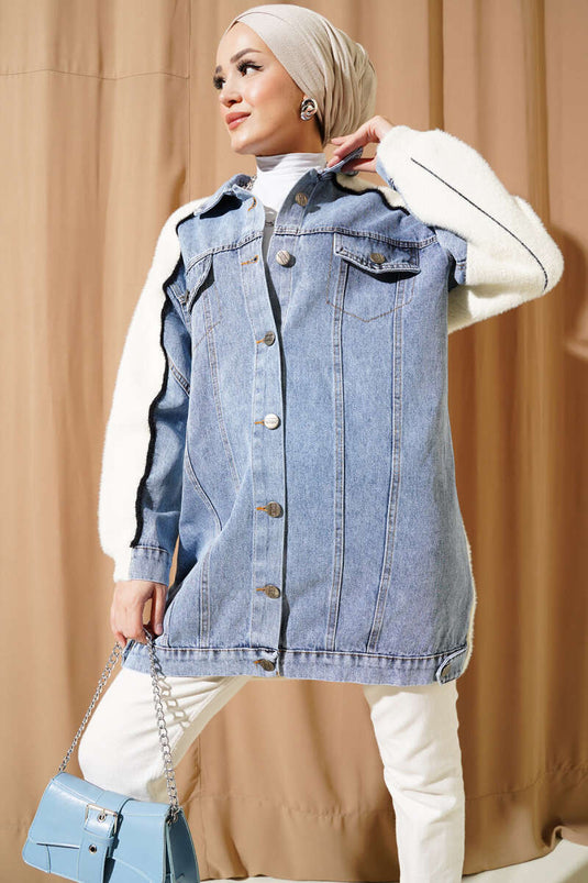 Angora Yarn Denim Jacket Vanilla