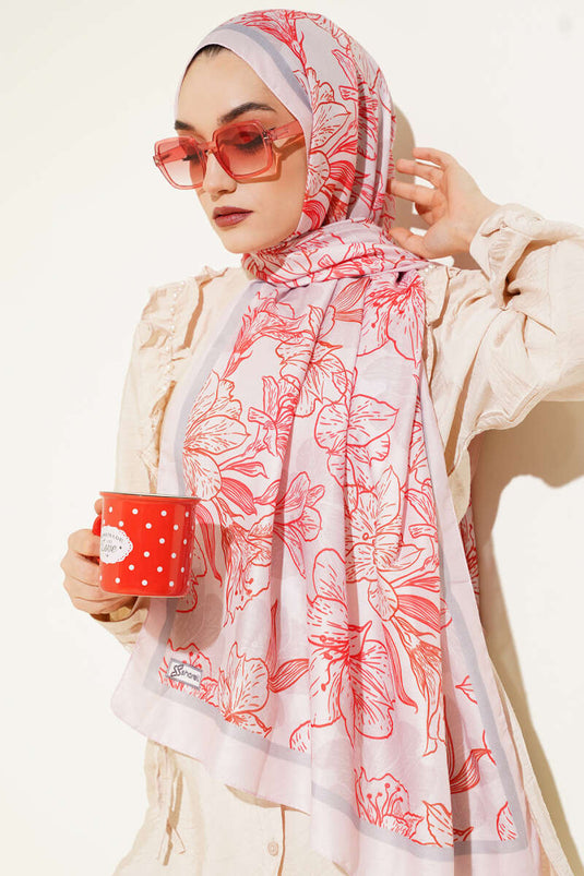 Antique Floral Soft Shawl Pink