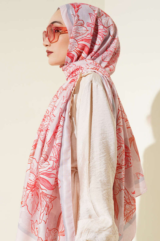 Antique Floral Soft Shawl Pink