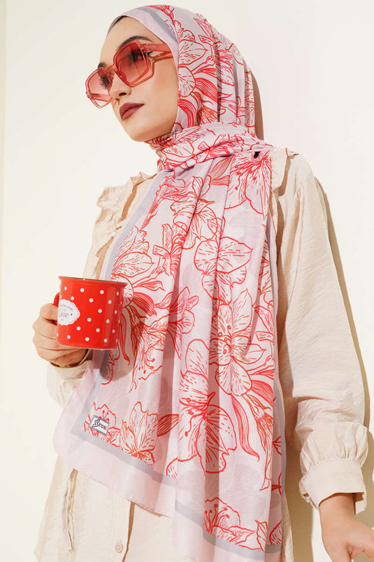 Antique Floral Soft Shawl Pink