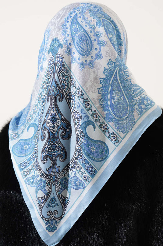 Antique Paisley Pattern Scarf Blue