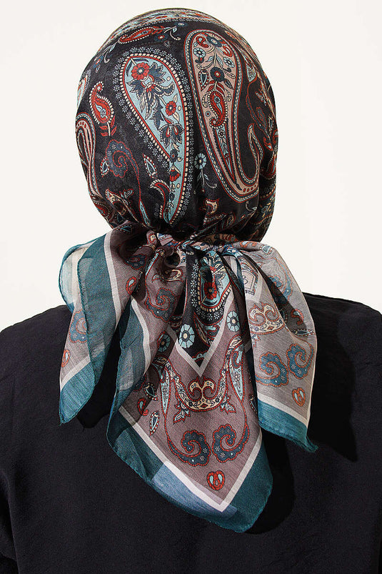 Sciarpa Antik Paisley Petrolio Verde