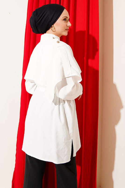 Chemise en modal avec pèlerine Apoletli écru