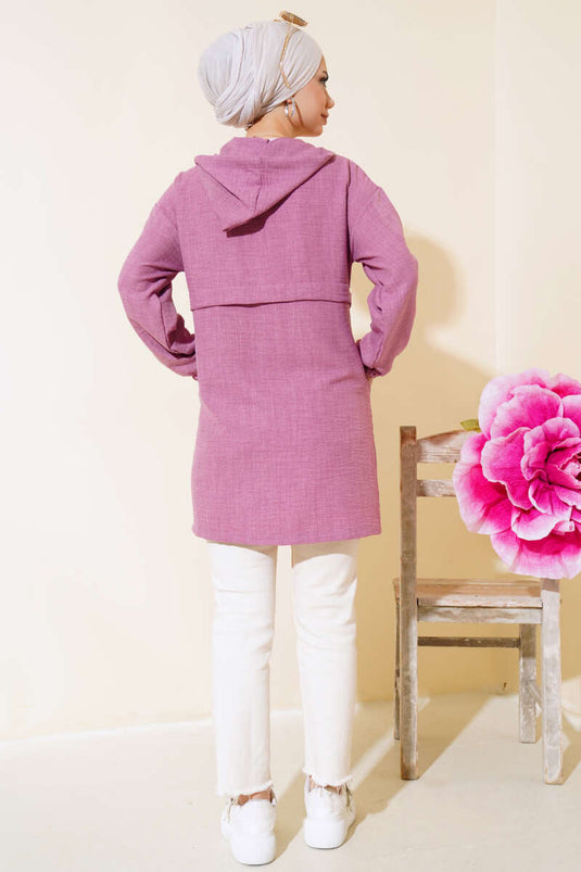 Araboy Hooded Linen Cap Dusty Rose