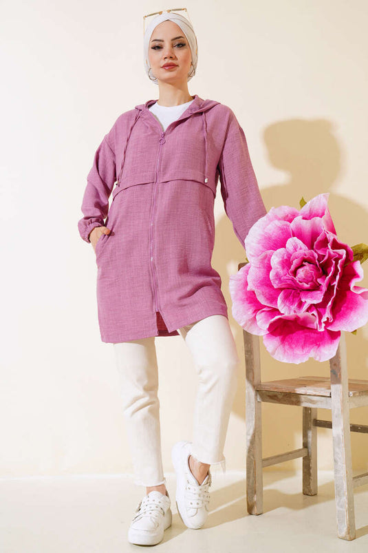 Araboy Hooded Linen Cap Dusty Rose