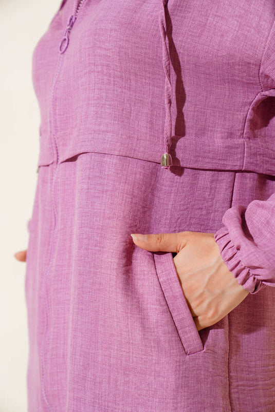 Araboy Hooded Linen Cap Dusty Rose