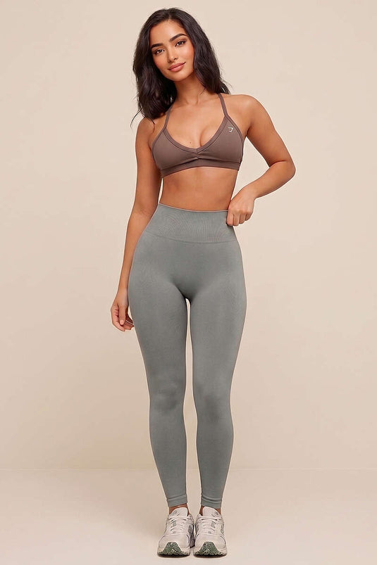 Leggings sportivi grigi con arricciatura Arka