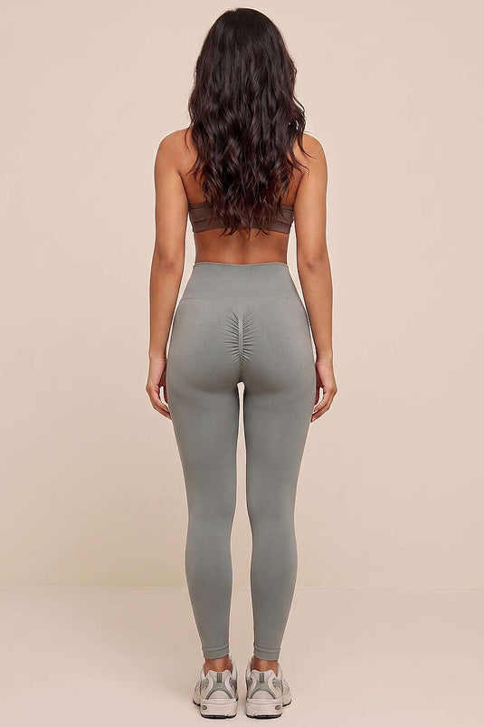 Leggings sportivi grigi con arricciatura Arka