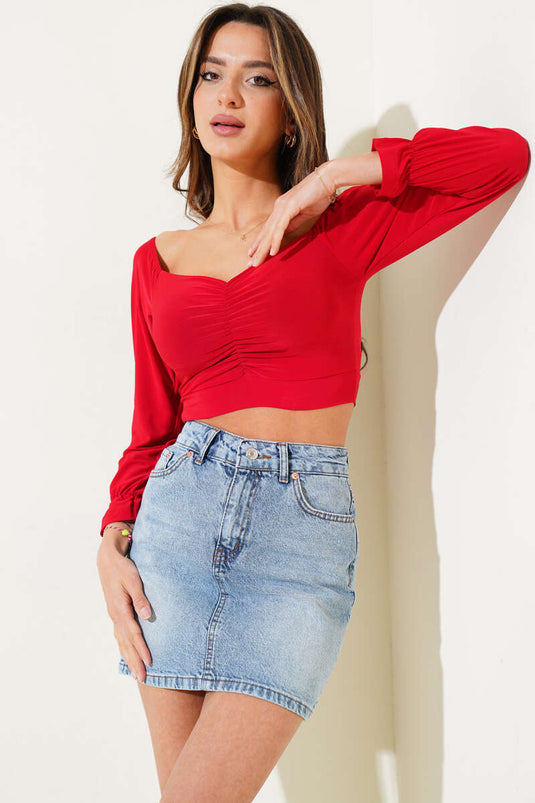 Mini-jupe en jean avec poches arrière couleur neige