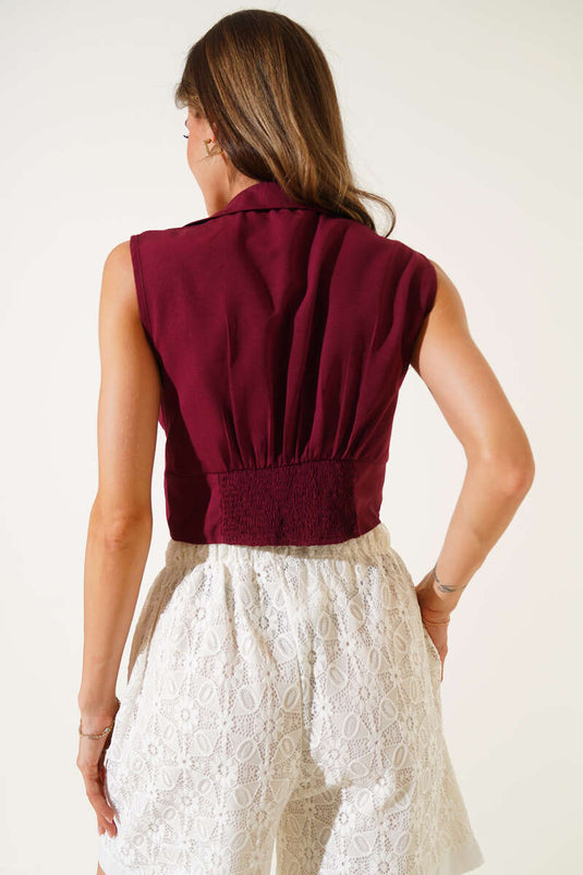 Camicia corta senza schienale bordeaux