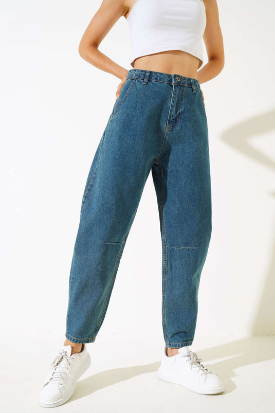 Back Buckle Knee Dart Jeans Green Tint
