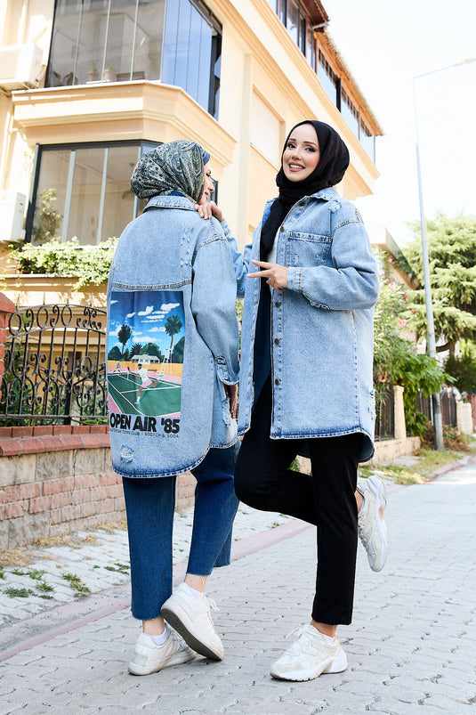 Back Printed Denim Jacket -14