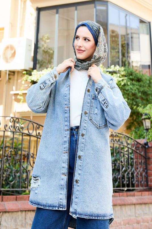 Back Printed Denim Jacket -14