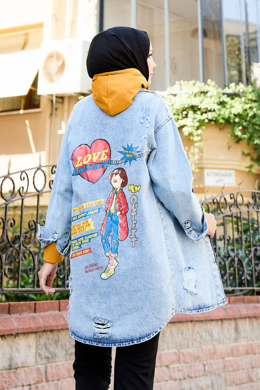 Back Printed Denim Jacket -15