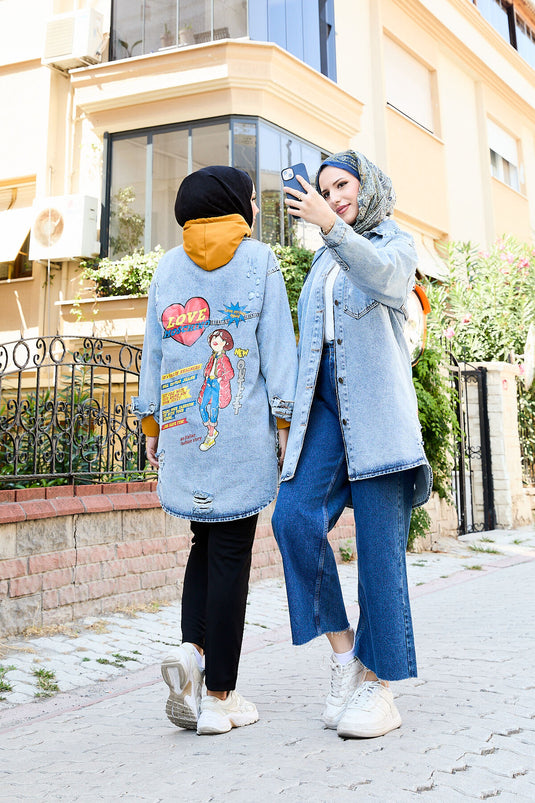 Back Printed Denim Jacket -15