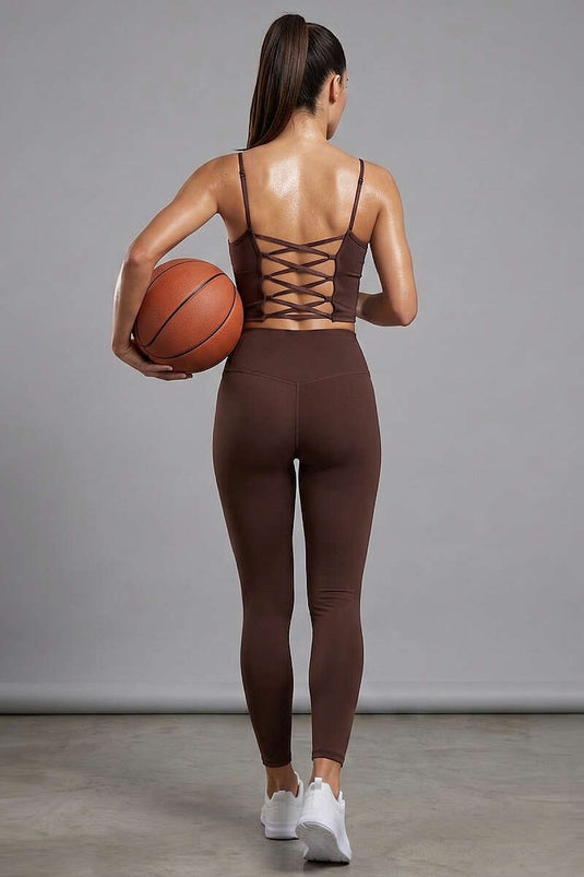 Crop marron avec élastique croisé au dos