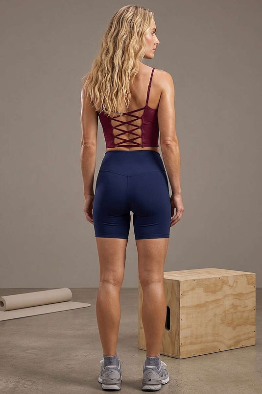 Back Cross Elastic Crop Cherry